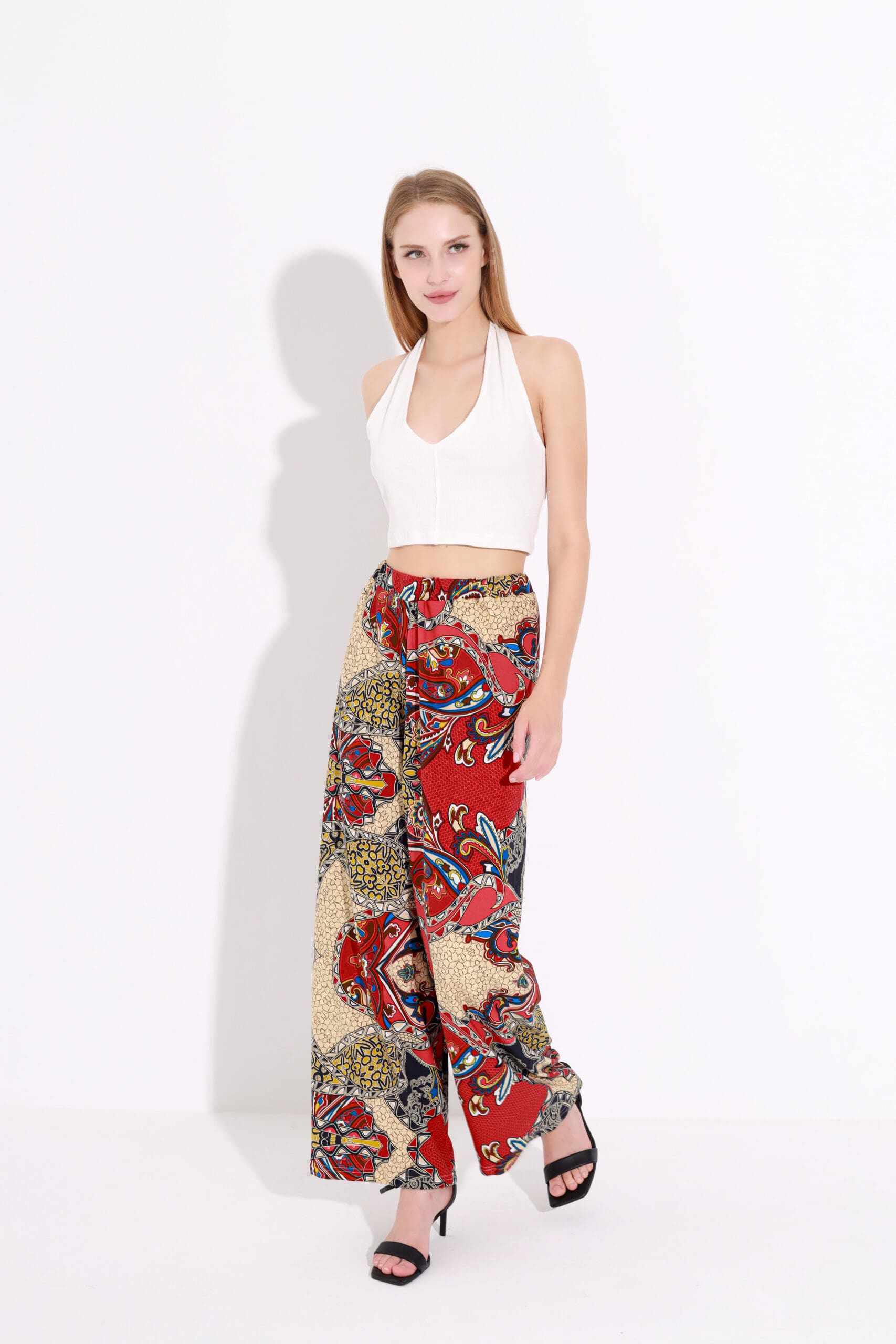 Bohemian Printed Crop &Amp; Trousers Set