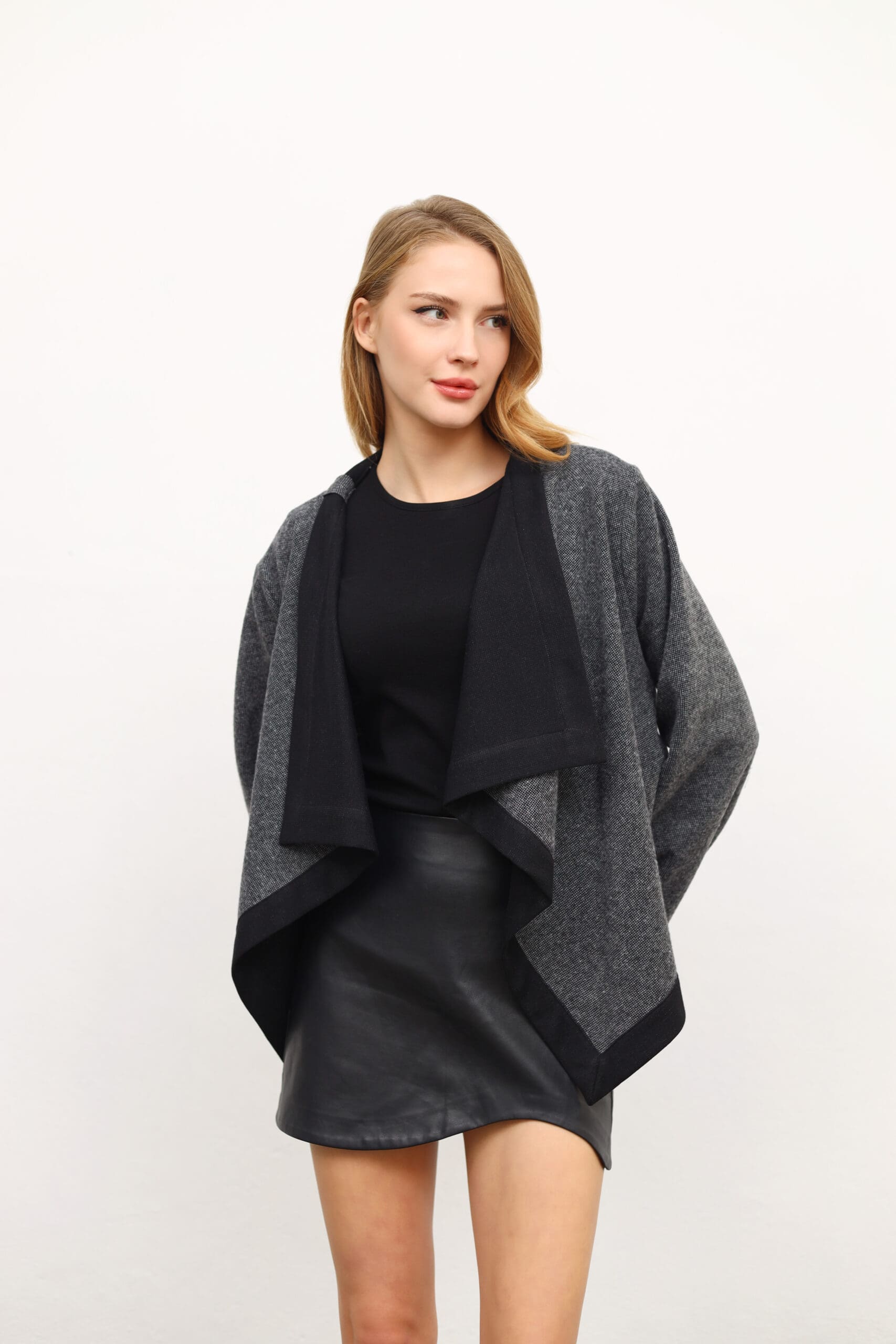 Draped-Front Oversized Knit Cardigan
