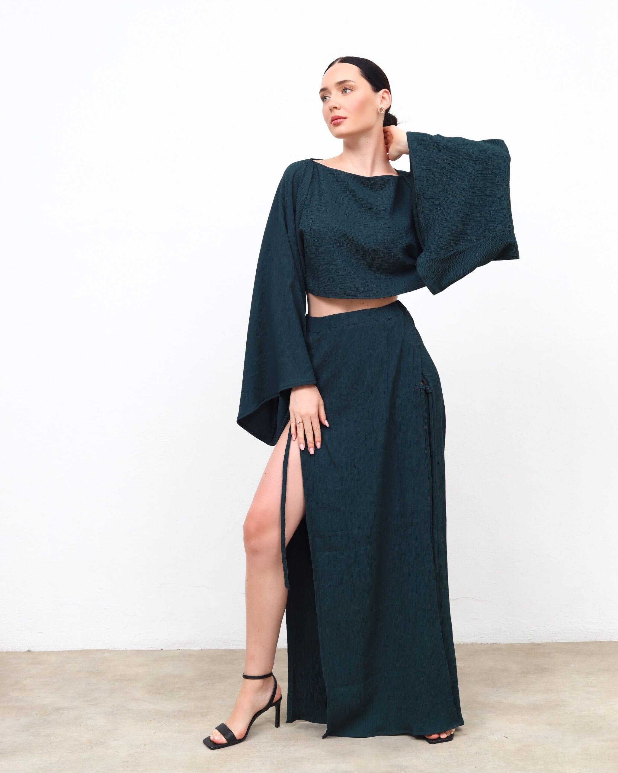 Petrol Wide-Sleeve Blouse - Image 6