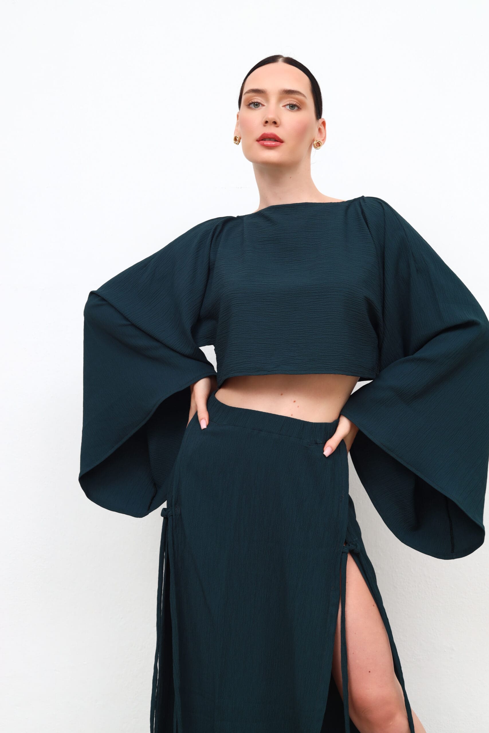 Petrol Wide-Sleeve Blouse - Image 4