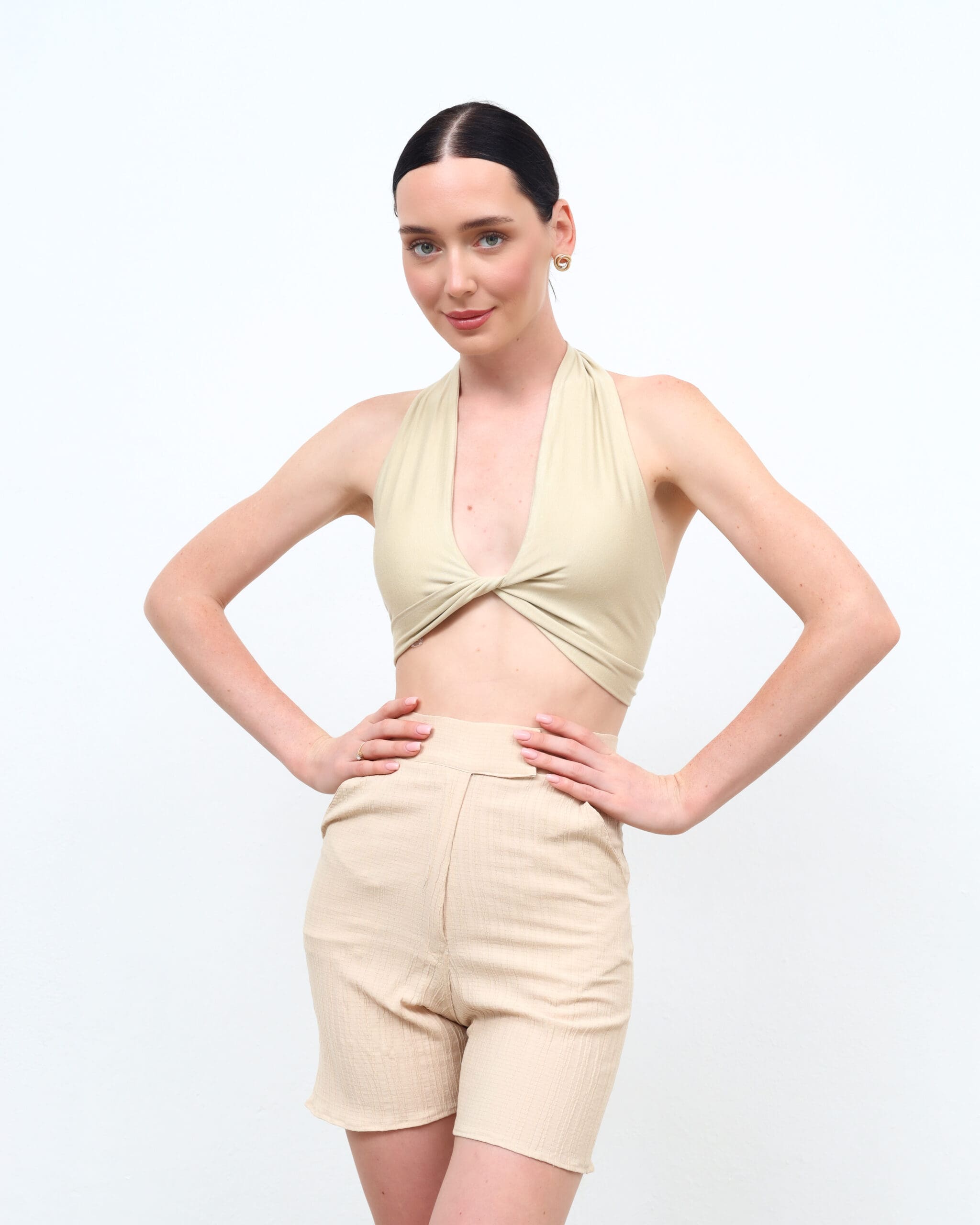 Cream High-Waisted Shorts - Image 3